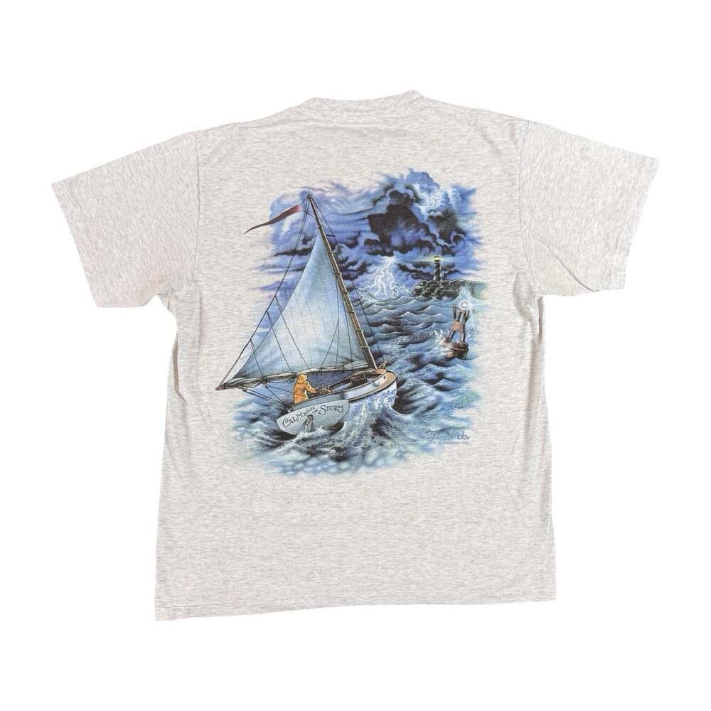Vintage Single Stitch Sailing Ocean Nature Tshirt Size Large - Picture 2 of 11